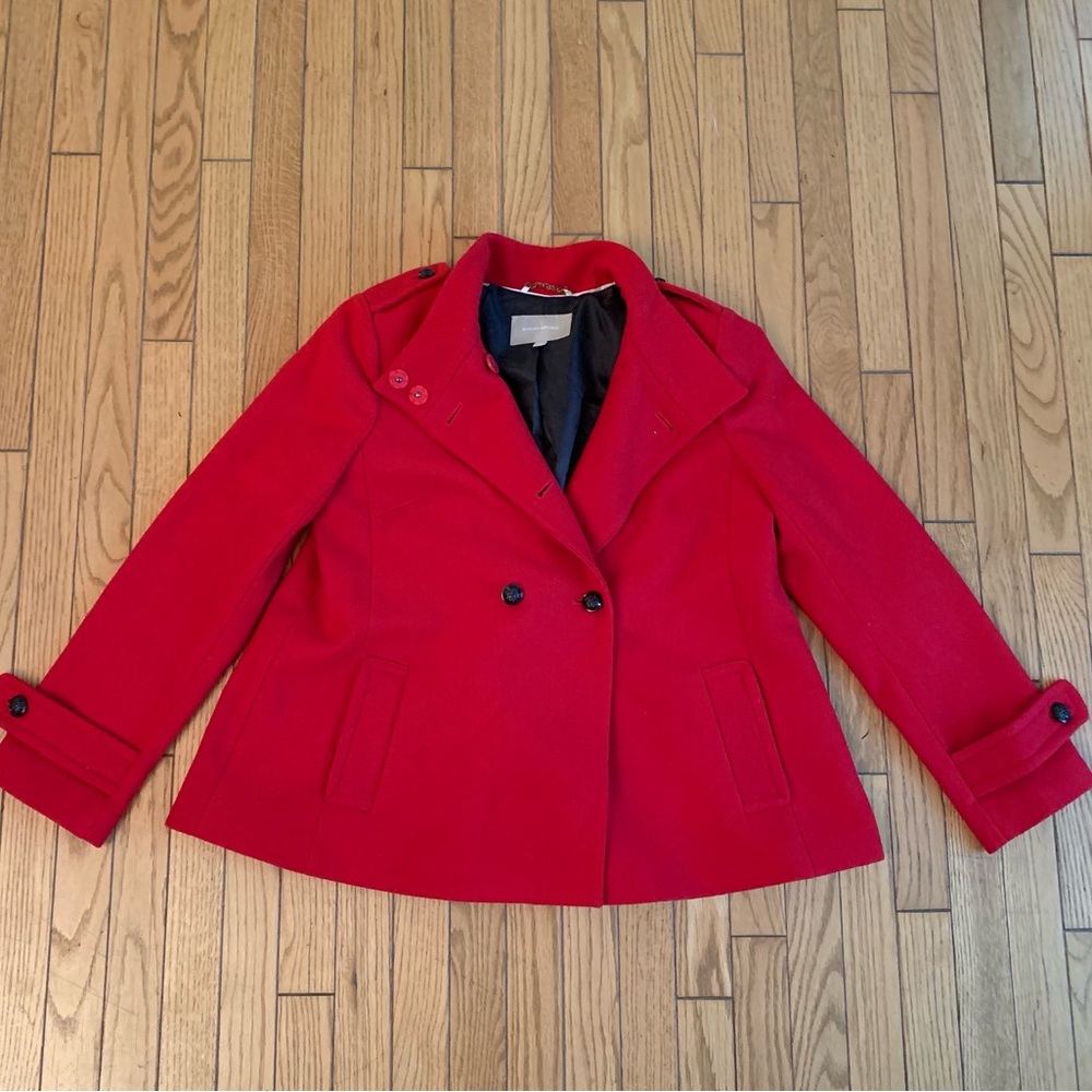 Banana Republic Scarlet Pea Coat women’s Red size M Wool blend classic